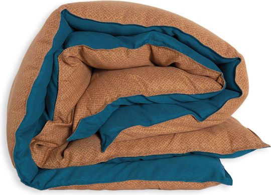 Nef-Nef Homeware Πάπλωμα Μονό με Γέμιση Hollowfiber 160x220εκ. Bicolor Honey / Petrol 330 GSM
