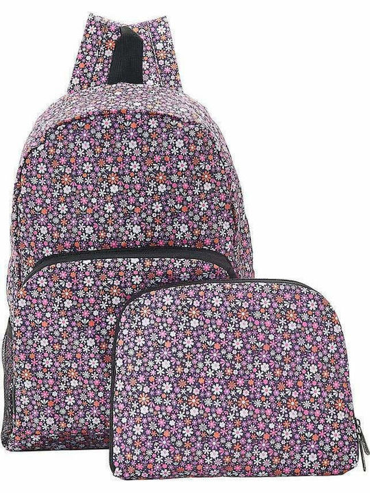 Eco Chic Foldable Purple Ditsy School Bag Backpack Junior High-High School in Purple color