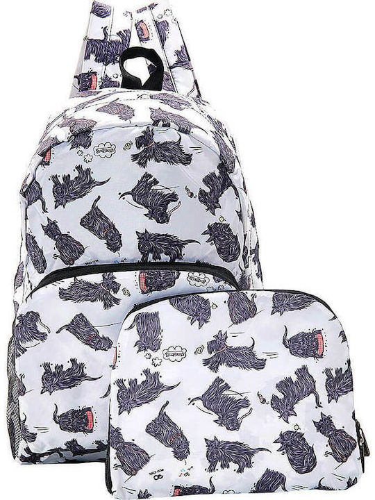 Eco Chic Foldable White Scatty Scotty Bag Backpack White