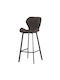 Stool Bar with Backrest Upholstered with Fabric Martin Black 46.5x48.5x105cm