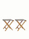 Wooden Outdoor Stool Teak Dark Grey 2 Pieces 38x38x46cm