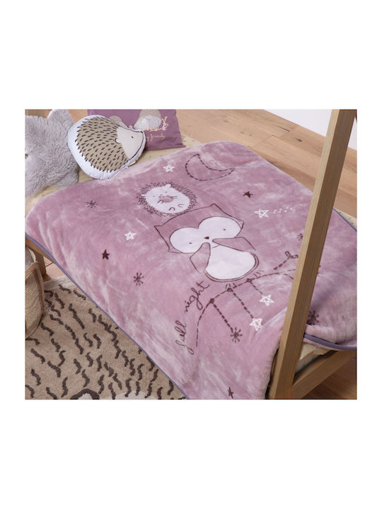 Nef-Nef Homeware Pătură Pătuț Forest Friends Catifea Roz 100x140cm