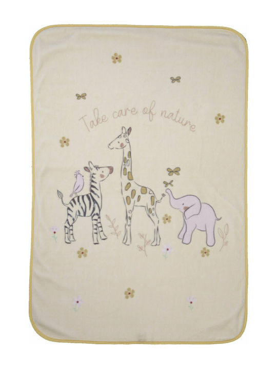 Nef-Nef Homeware Κουβέρτα Αγκαλιάς & Λίκνου Take Care Of Nature Fleece Κίτρινη 75x100εκ.
