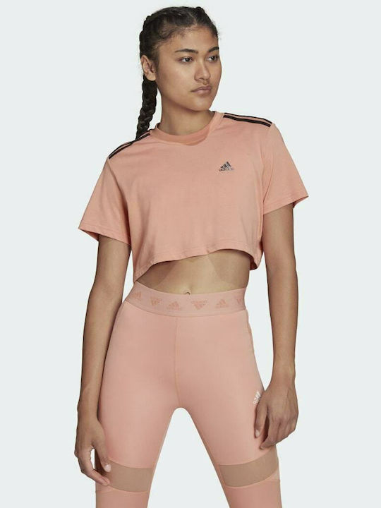 pink adidas crop top