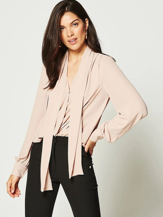 Damen Bluse Langärmelig Beige