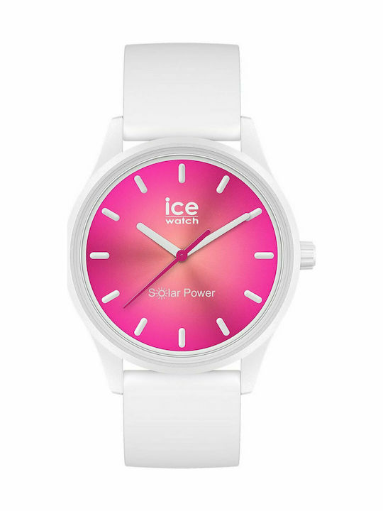 Ice Solar Power Women's Watch with White Rubber Strap