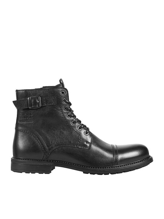 Leder Stiefel Anthracite Black