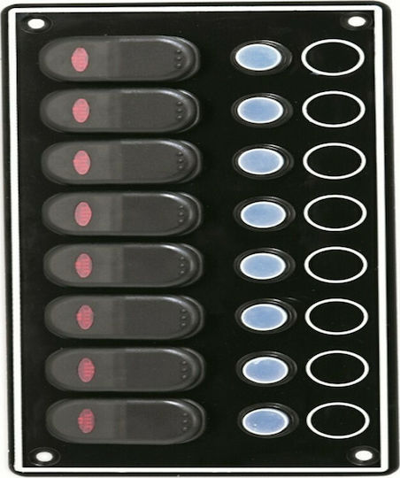 Sail Marine Boat Switch with Panels Panel with 8 LED Switches & Automatic Fuses