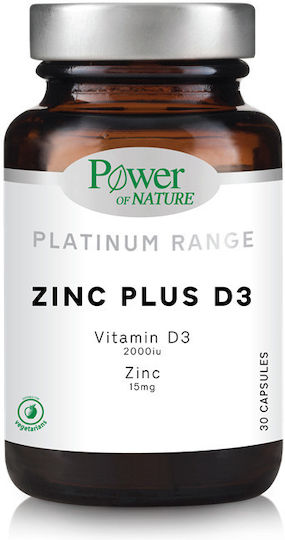 Power Of Nature Platinum Range Zinc Plus D3 15mg 2000iu 30 κάψουλες