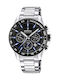 Festina Ανδρικό Ρολόι 45mm Χρονογράφος Μπαταρίας με Ασημί Μεταλλικό Μπρασελέ