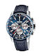 Festina Watch Chronograph Battery with Blue Leather Strap