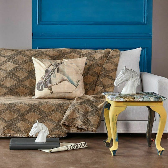 Kentia Walter Dreisitzer-Sofa Wurf Chenille 180x300cm 04 Beige-Braun