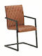 Cantilever Dining Room Genuine Leather Armchair Coffee 51x56x91cm 2pcs