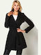 Women's Black Coat with Buttons