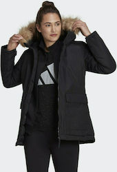 Adidas Utilitas Women's Long Parka Jacket Waterproof for Winter with Hood Black