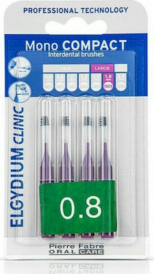 Elgydium Clinic Mono Compact Μεσοδόντια Βουρτσάκια 0.8mm Μωβ 4τμχ