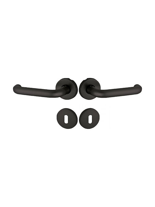 Conset Lever Middle Door with Rosette C495 Pair Black