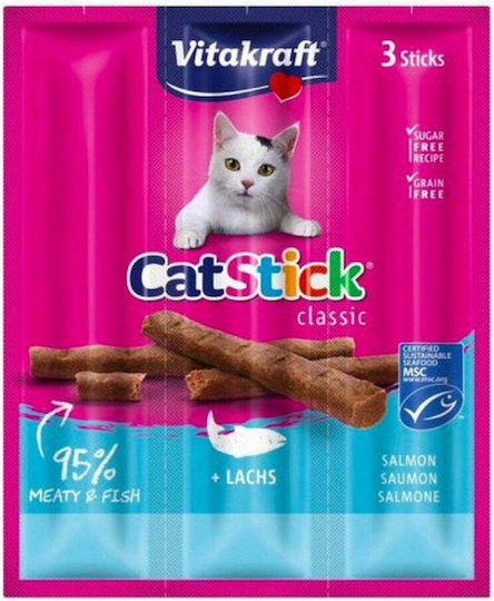 Vitakraft Cat Mini Treats in Stick with Salmon Salmon Snack 3 pieces for Adult Cats 3pcs 18gr