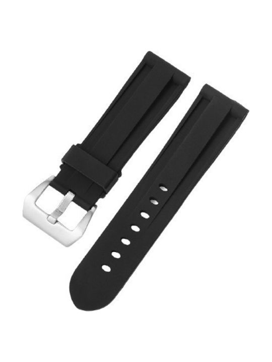 Silicone strap, black, 22mm.