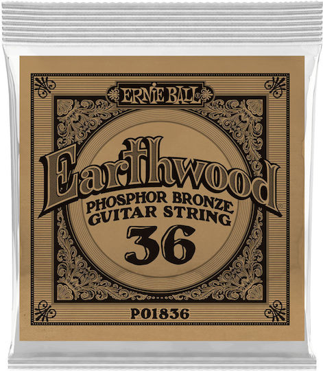 Ernie Ball Earthwood Loop End Single Acoustic Guitar String Phosphor Bronze 36