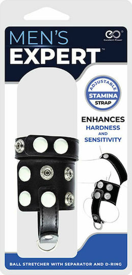 Nanma Men's Expert Ball Stretcher with Separator & D-ring Cock Ring Schwanz & Hoden Schwarz