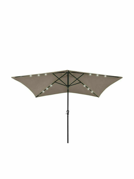 Garden & Terrace Floor Metal Square Parasol with LED Lighting Taupe L2xW3xH2.47m