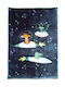 Nef-Nef Homeware Pătură Catifea Space Zoo 160x220buc Albastru marin