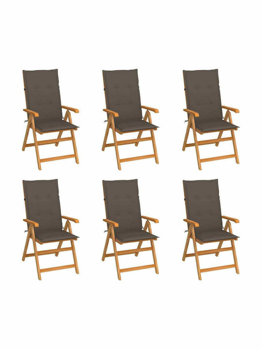 Καρέκλα Εξωτερικού Χώρου Ξύλινη Teak / Taupe Μα...