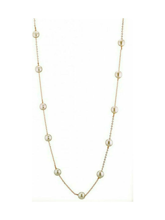 SOFI Necklace from Pink Gold Plated Steel with Pearls