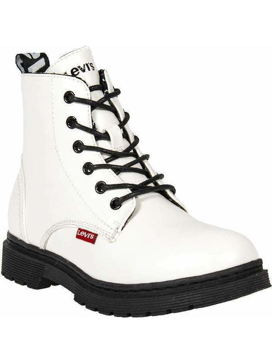 Levi's Clover Leather Kids Boots with Zipper White