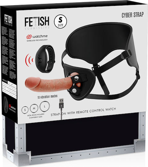 Fetish Submissive Cyber Strap Harness With Dildo Remote Control Watchme Technology S Harness με Dildo στο χρώμα του δέρματος