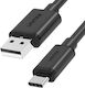 Unitek Y-C480 USB 2.0 Cable USB-C male - USB-A 27W Μαύρο 0.25m Y-C480BK