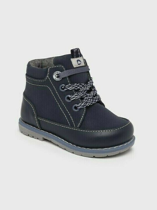 Mayoral Kids Leather Boots with Zipper Blue