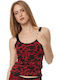 Fimelle Elegance Women's T-Shirt with Spaghetti Strap Red