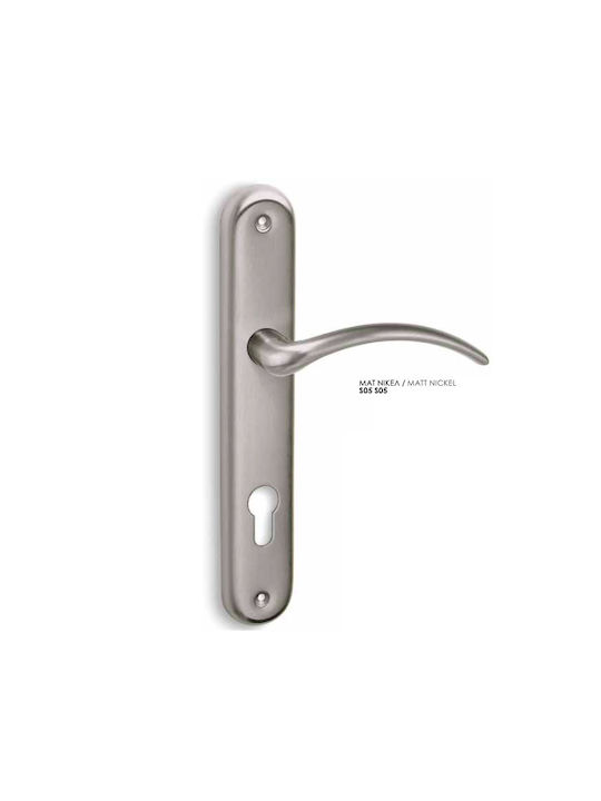 Conset Lever Middle Door with Plate C795 Pair (Center Distance 90mm) Nickel / Chrome