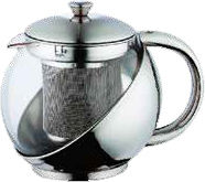 Newest Spin Teapot with Filter Glass Silver 900ml