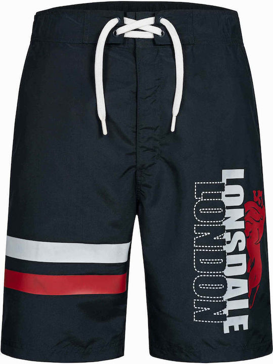 Boleran Men's Swimwear Bermuda Navy Blue with Patterns