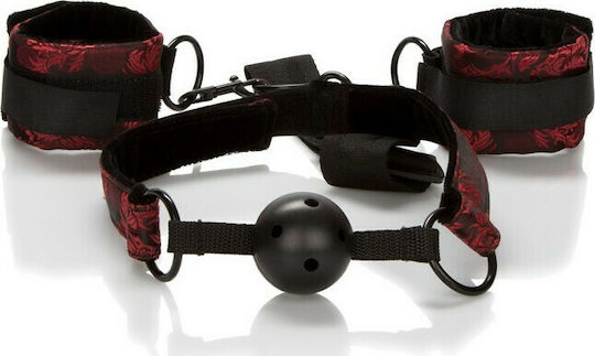 Calexotics Scandal Breathable Ball Gag With Cuffs BDSM Kit σε Μαύρο Χρώμα