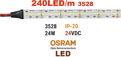 Adeleq Bandă LED Alimentare 24V cu Lumină Alb Rece Lungime 5m și 240 LED-uri pe Metru SMD3528