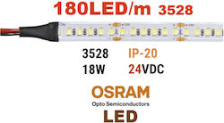 Adeleq LED Strip Power Supply 24V with Natural White Light Length 5m and 180 LEDs per Meter SMD3528