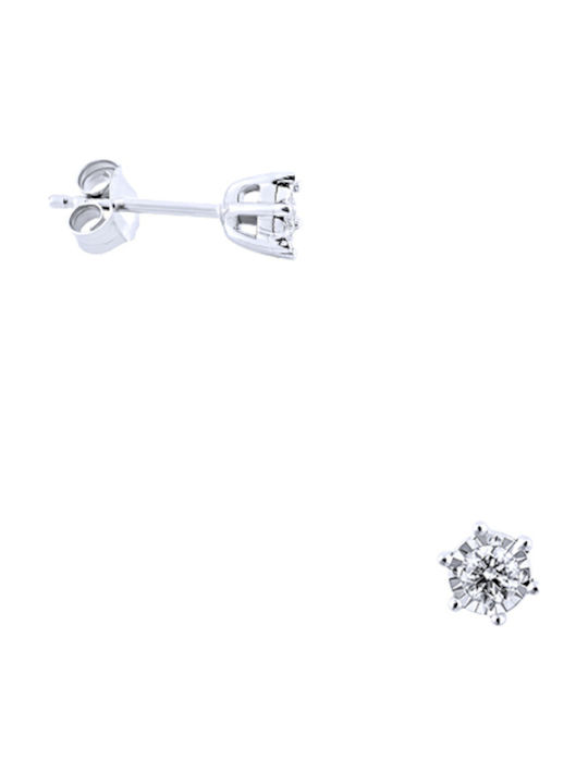 14K White gold earrings with brilliant-cut diamonds, BOS4008-015