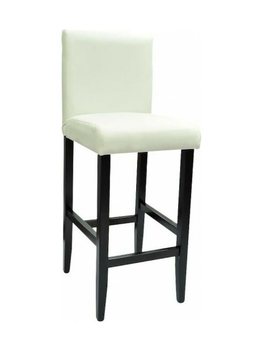 Stool Bar with Backrest Upholstered with Leatherette White 4pcs 41x45x108cm