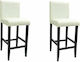 Stool Bar with Backrest Upholstered with Leatherette White 2pcs 41x45x108cm