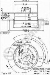 Brembo Σετ Δισκόπλακες Πίσω