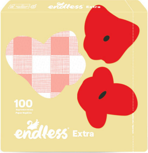 Endless Extra Napkin 1-Ply Red 33x33cm 100pcs