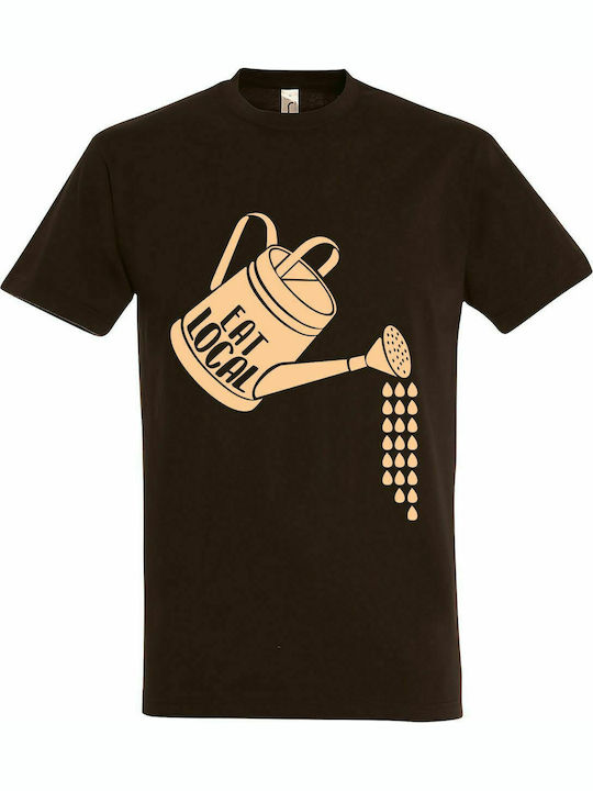 Tshirt unisex "Eat Local", Chocolate