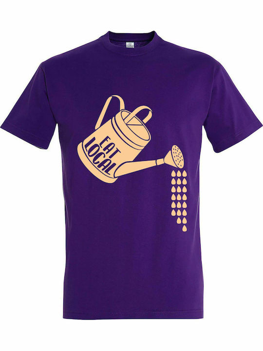 Tricou unisex "Eat Local", violet închis