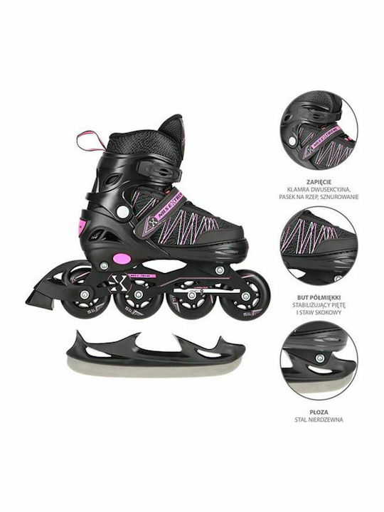 Nils NH11912 A 2-in-1 Kids Adjustable Inline Rollers Black