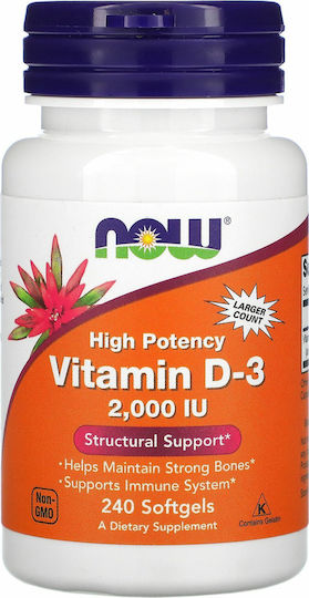 Now Foods Vitamin D-3 Vitamin for Immune System Boost & Bone Health 2000iu 240 softgels