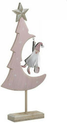 Inart Christmas Decorative Wood Tree 40cm Pink 2pcs